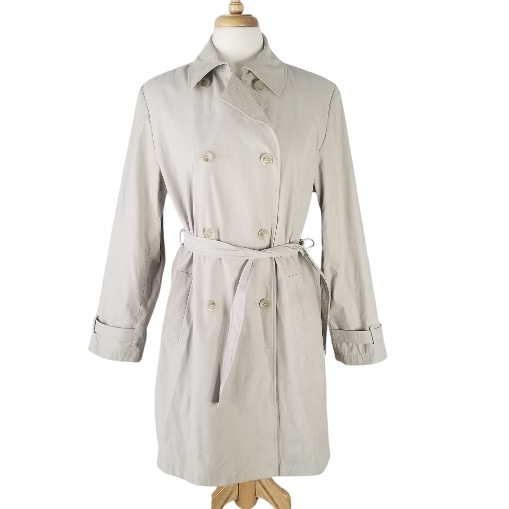 Liz Claiborne Tan Button Front Trench Coat Size L